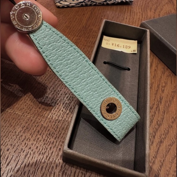 Bvlgari Mint Green Leather Keychain - Picture 4 of 11